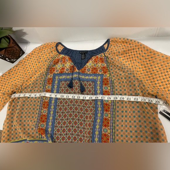 NWT 🌟New Directions Print Sheer/ Chambry L/S Top /Blouse Women’s Size XL - Picture 7 of 14